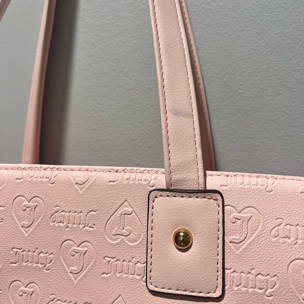 Juicy Couture Pink Structured Tote with‎ Metallic Stripe - Picture 8 of 12